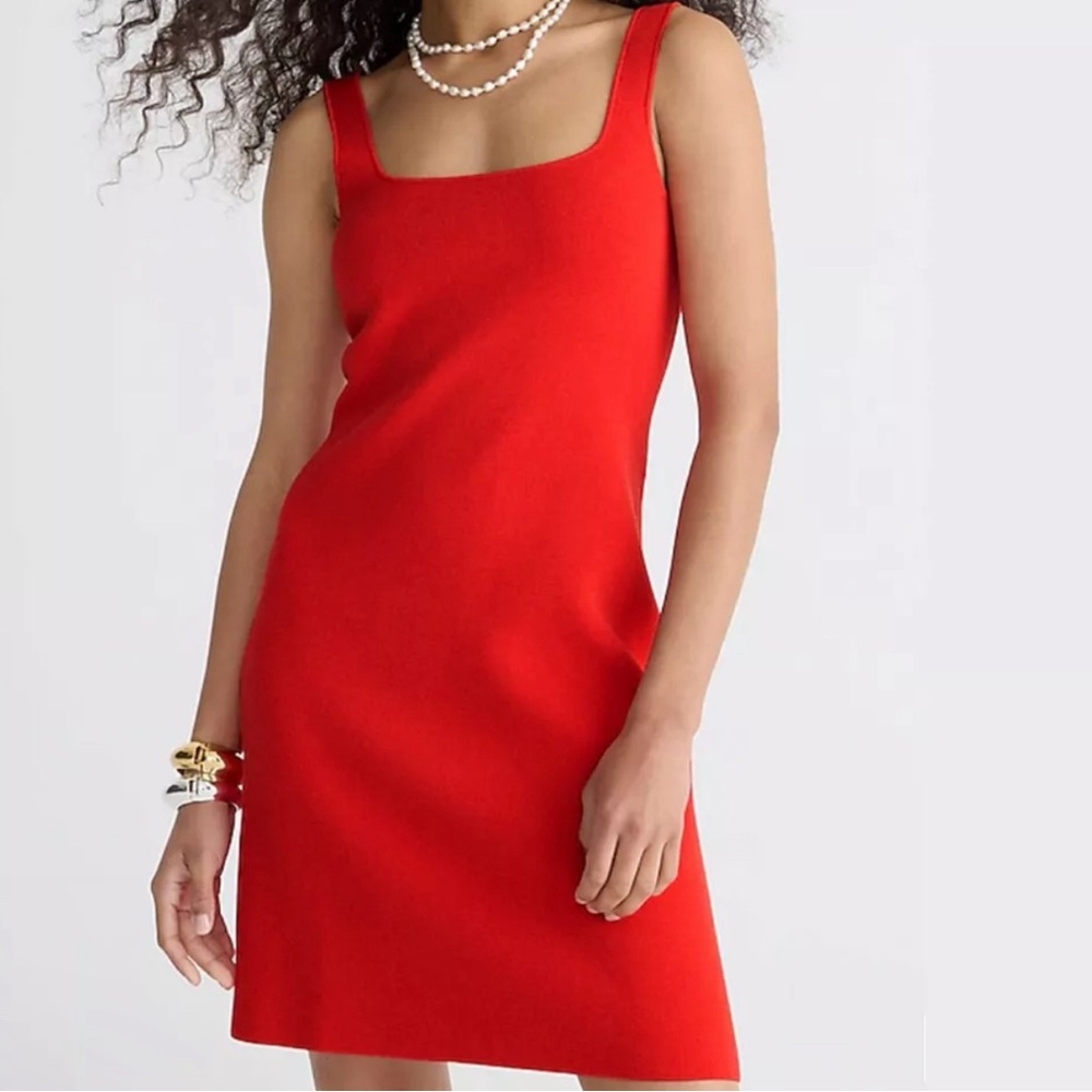 J.Crew Red Squareneck Mini Knt Dress NWT Size Small